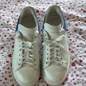 Alexander McQueen White Sneakers with Blue Heel